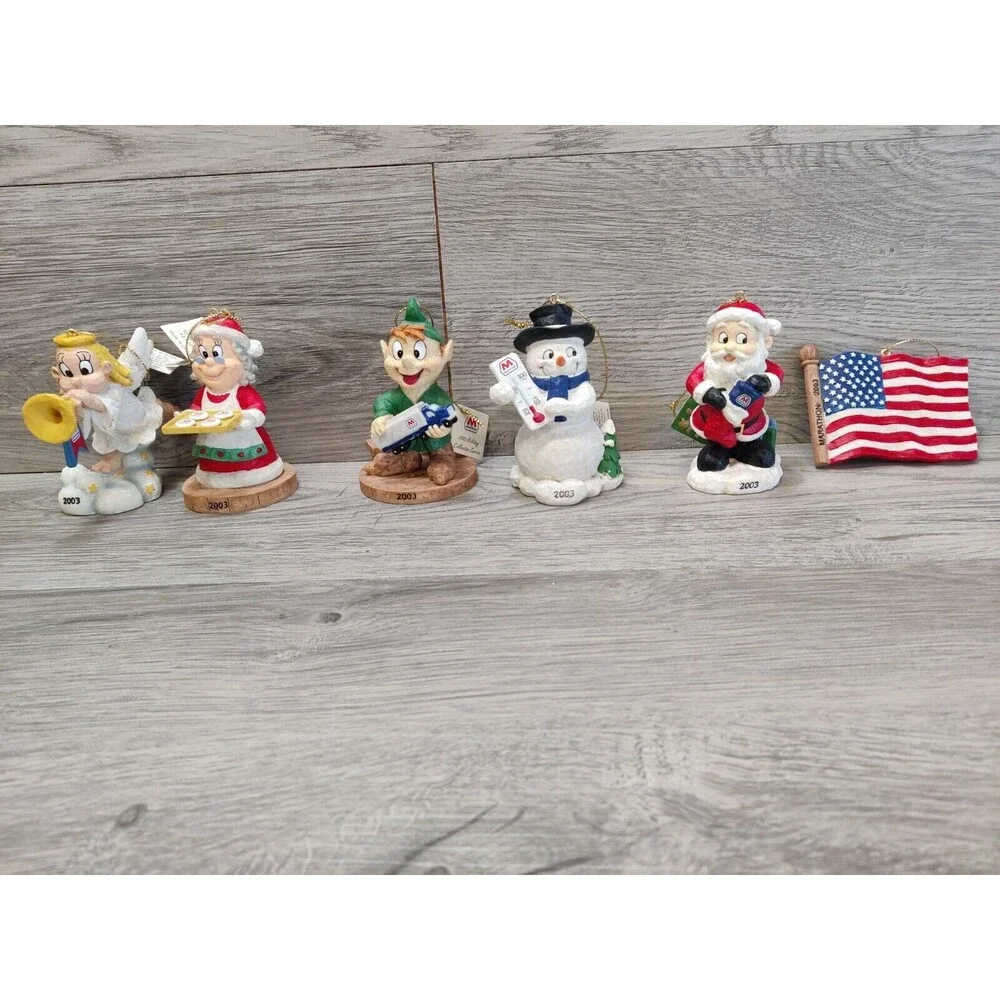 Marathon Gas Christmas Ornaments 2003 Complete Series 3 Set of 6
